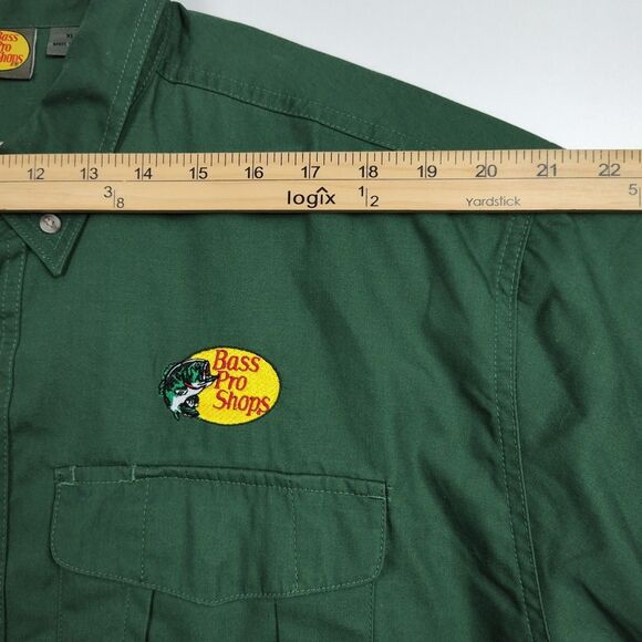 Bass Pro Shops Button-Up Shirt Men's XLT Green Embroidered Logo Short Slvs - Picture 4 of 9